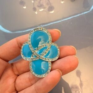 Chic Blue and Silver Brooch for Women